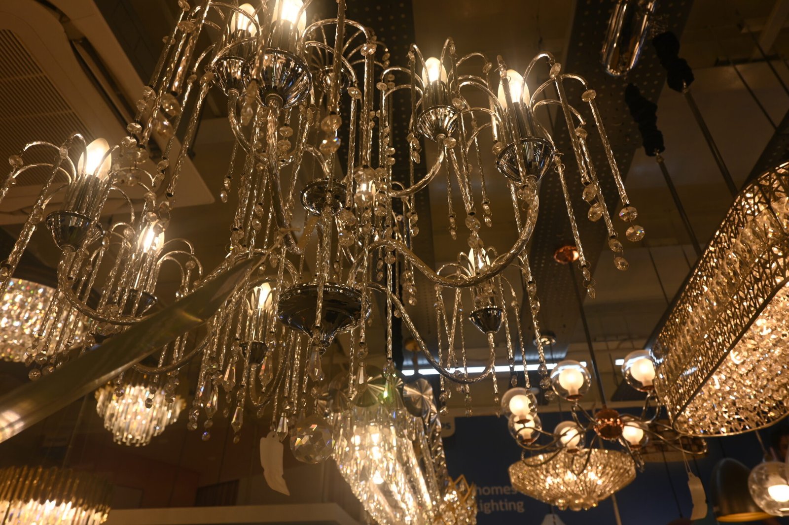 Crystal LED hanging lights display Elite Hues Katupakkam Chennai