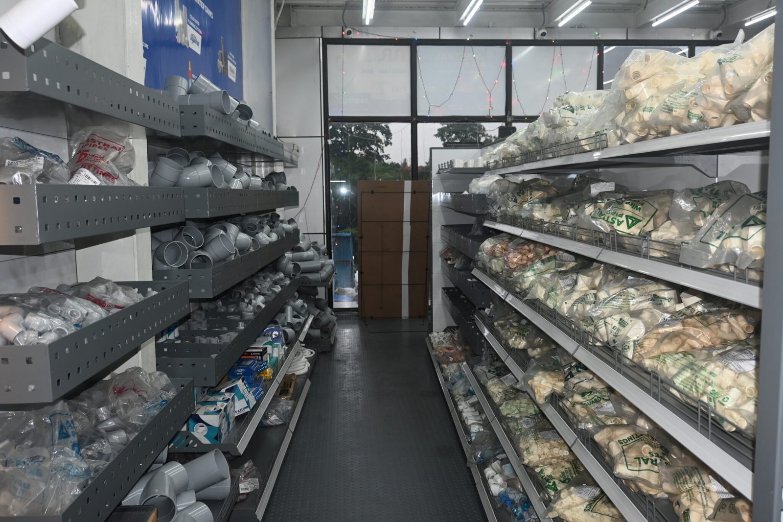 Grey PVC pipe fittings collection Elite Hues showroom Chennai