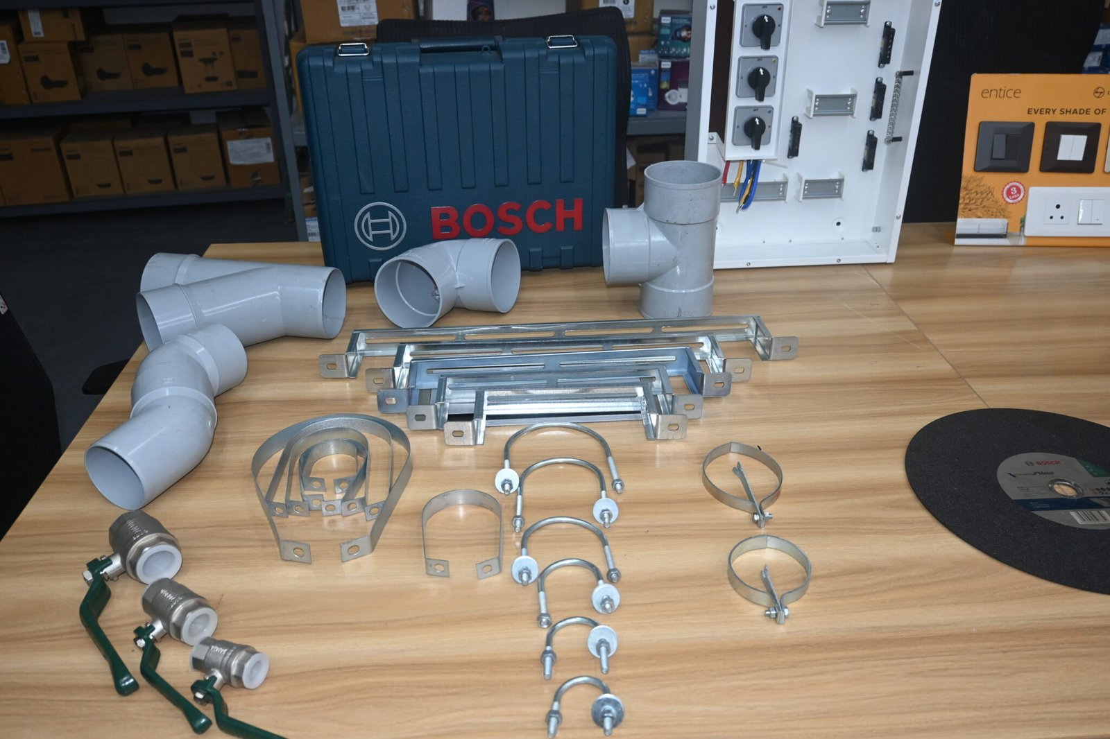 Electrical accessories display Elite Hues Katupakkam showroom