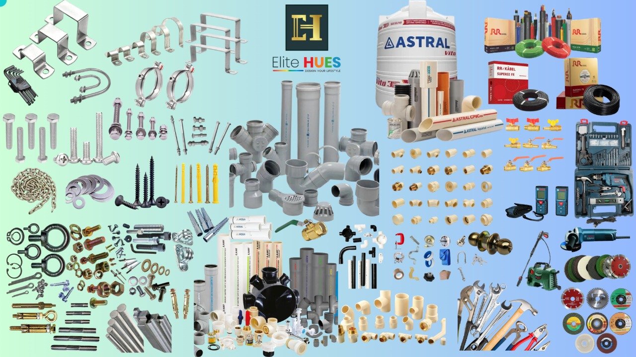 Premium Philips lighting, branded switches, electrical, plumbing, and hardware solutions at Elite Hues showroom Kattupakkam Chennai