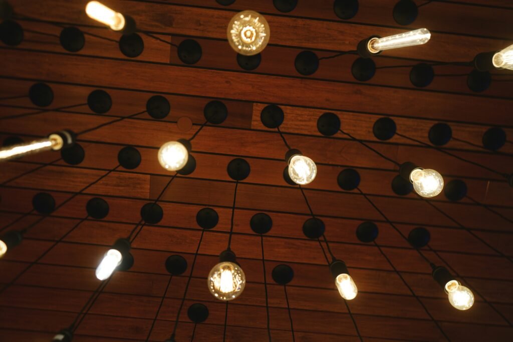 Modern ceiling light with hanging bulbs – Philips Lighting collection at Elite Hues Kattupakkam