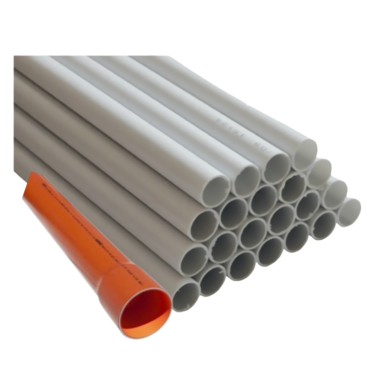Grey rigid conduit pipes bundled together for electrical wiring