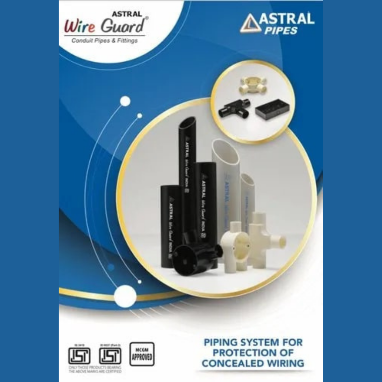 White and black electrical conduit pipes with accessories