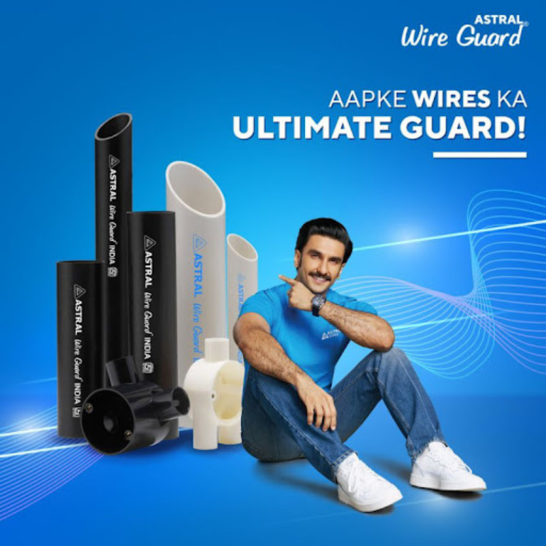 Electrical conduit pipes promotional banner with technician