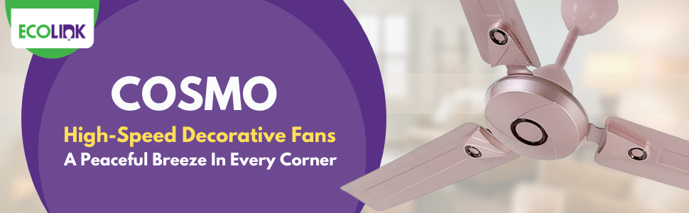 Ecolink blue ceiling fan with modern 3-blade design – Elite Hues Katupakkam