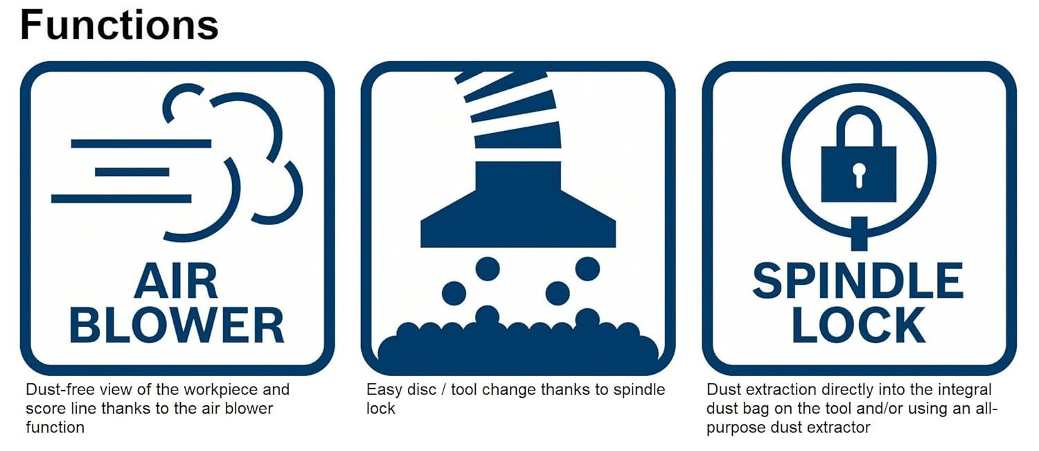 Bosch circular saw setup in woodworking workshop.