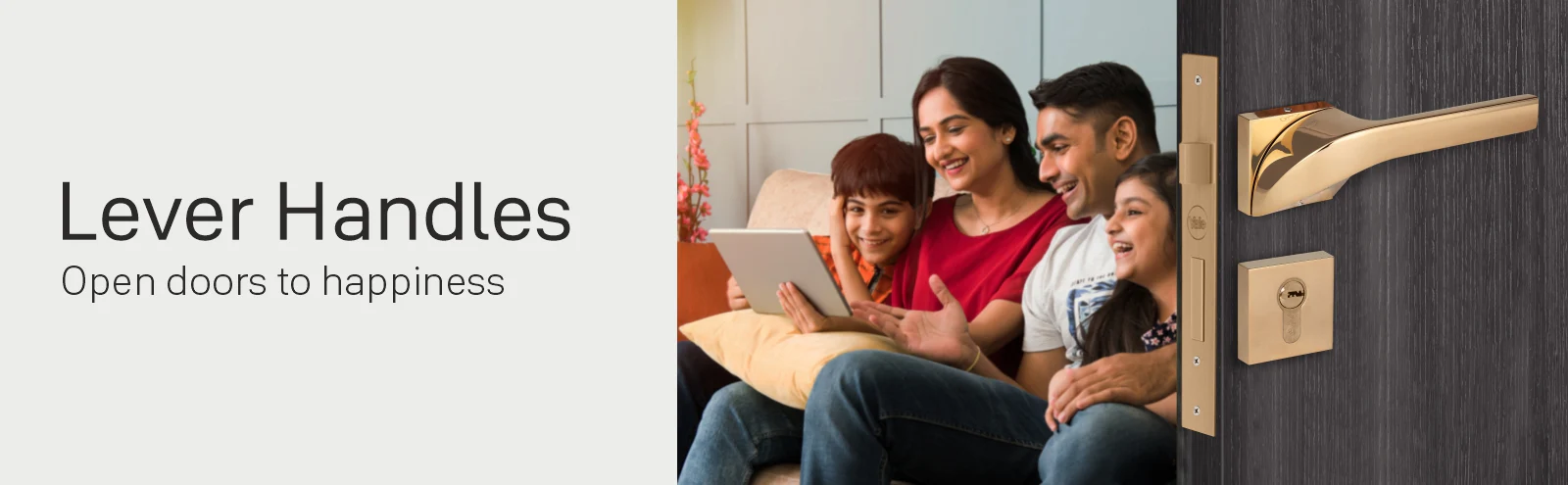 Yale silver and gold designer handle set display at Elite Hues Katupakkam showroom