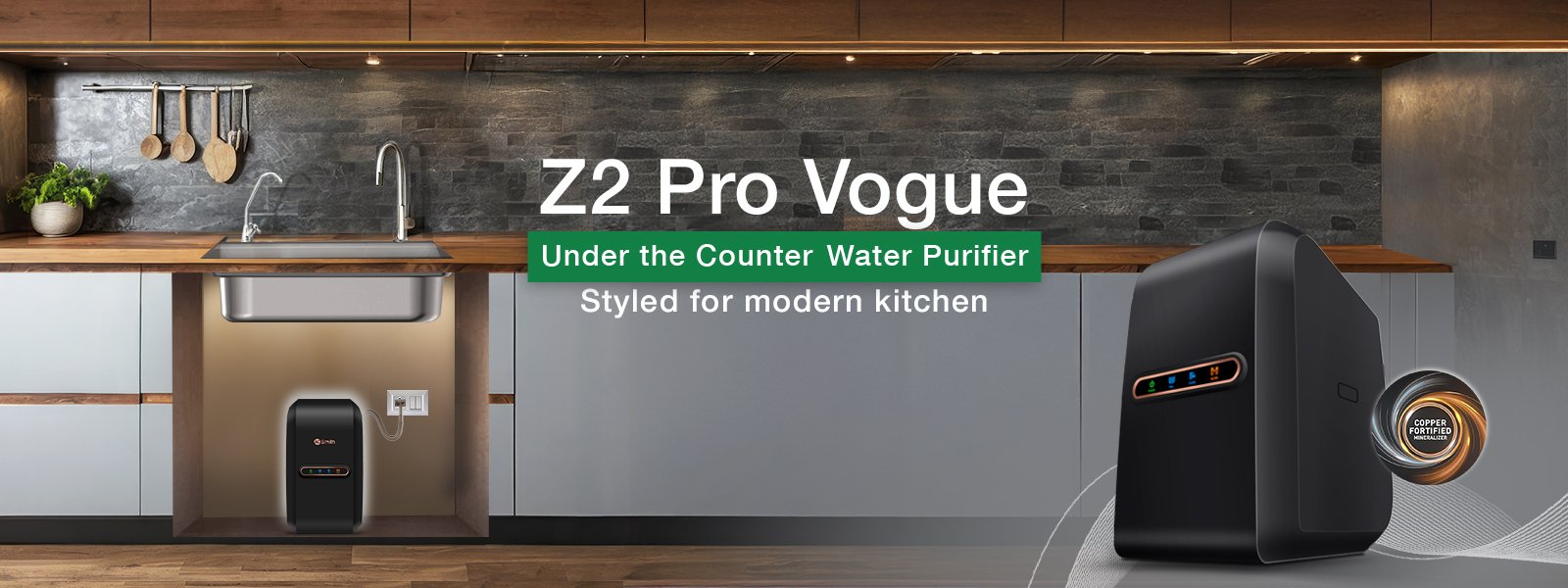 AO Smith dual tone RO purifiers in white and purple finish