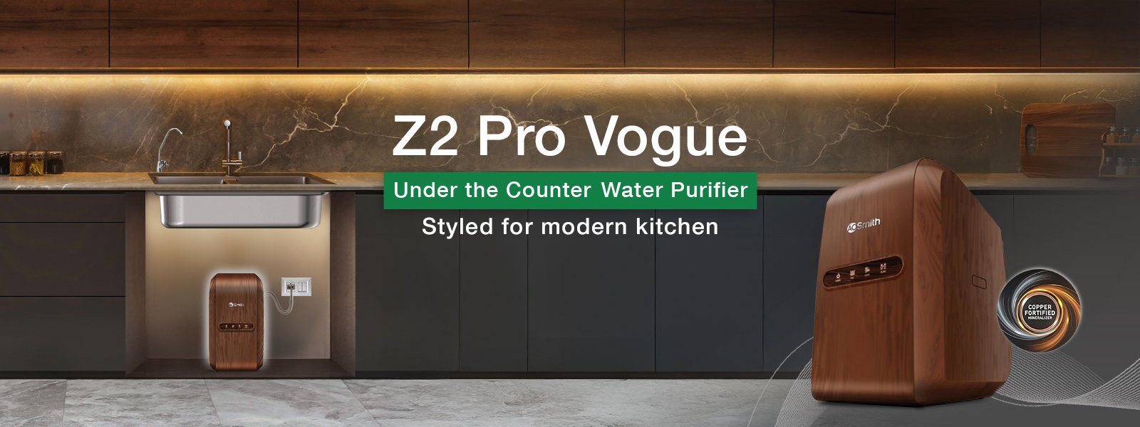 AO Smith under-sink RO water filter kit with storage tanks